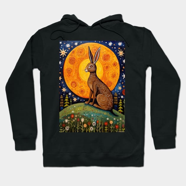 Moonlit Reverie: The Hare's Serenity Hoodie by thewandswant